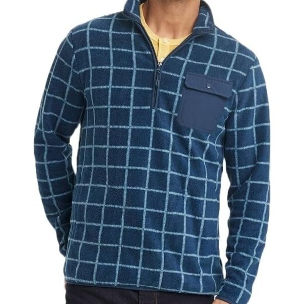 Goodfellow & Co. Men's Blue Check Polyester Fleece Jacket, Medium, NWT